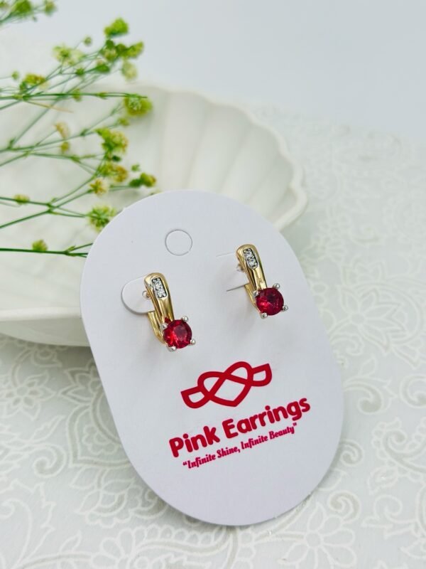 Classic Ruby Red Crystal Hoop Earrings – Elegant Everyday Bali Jewelry