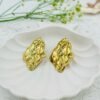 Molten Flow/ Crumpled Textured Gold Stud Earrings – Stainless Steel, Anti-Tarnish