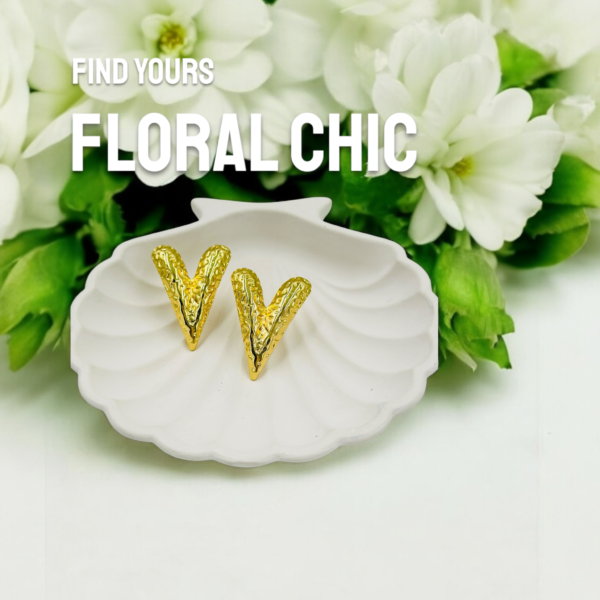 Textured V-Shape Anti-Tarnish Steel Stud Earrings - Premium Collection