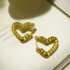 Textured Gold Heart Hoop Earrings – Stainless Steel