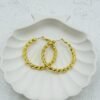 Twisted Texture Gold Hoop Earrings – Anti-Tarnish Stainless Steel