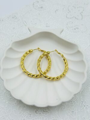 Twisted Texture Gold Hoop Earrings – Anti-Tarnish Stainless Steel