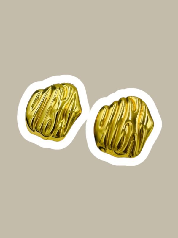 Molten Gold Textured Stud Earrings – Stainless Steel, Anti-Tarnish
