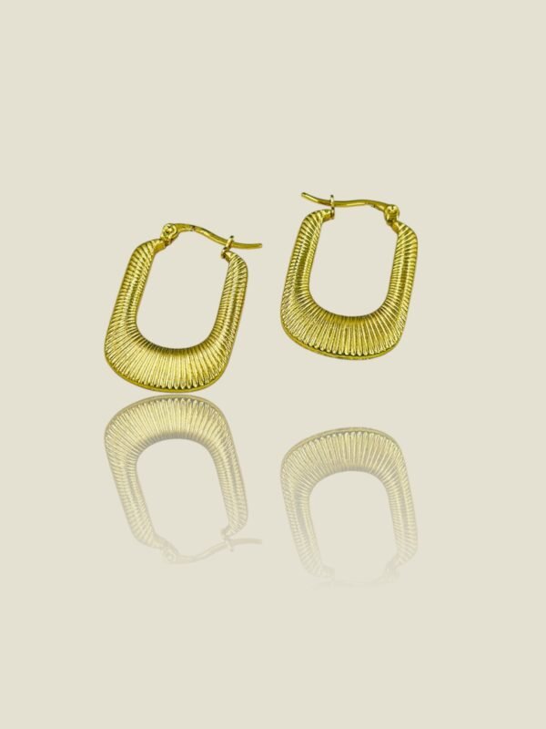 Geometric Rectangular Gold Hoop Earrings – Stainless Steel, Anti-Tarnish