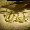 Textured Oval Gold Hoop Earrings – Stainless Steel