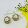 Bloom Radiance Pearl Studs – Floral Crystal Frame with Pearl Center