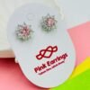 blush-bloom-starburst-stud-earrings-side-Pink-Earrings Blush Bloom Starburst Stud Earrings – Pink Round Crystal with Petal Halo (Statement)