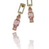 Blush Prism Geometric Earrings – Pink Stone Statement Drops - 18K Gold-Tone Polish (Premium Statement)