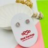 Blush Royale Cushion Stud Earrings – Pink Stone with Baguette Halo - Silver-Tone
