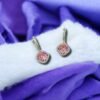 Pink Blush Spark Drop Earrings – Pink Cushion Crystal with Halo & Leverback (Statement)