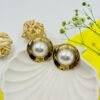 Bold Aura Pearl Dome Studs – Sculpted Gold Frame with Oversized Pearl Center