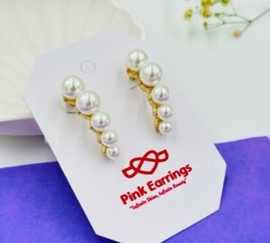 Cascade Pearl Climber Studs – Gold Textured Spine with Graduated Pearls