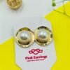Bold Aura Pearl Dome Studs – Sculpted Gold Frame with Oversized Pearl Center