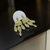 Hammered Gold Chandelier Earrings –  Textured Stainless Steel Statement Jewelry