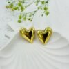 Bold Heart Gold Stud Earrings – Stainless Steel, Anti-Tarnish