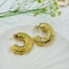 Chunky Textured Gold Hoop Earrings – Stainless Steel, Anti-Tarnish, Premium