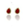 Vintage-Inspired Royal Red Teardrop Earrings – Statement Studs Gold Tone