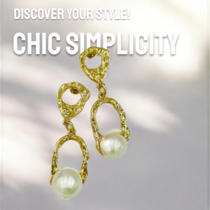 Chic Simplicity Pearl Drop Earrings – Sculpted Gold Dangles with Pearl Accents