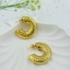 Chunky Textured Gold Hoop Earrings – Stainless Steel, Anti-Tarnish, Premium