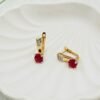 Classic Ruby Red Crystal Hoop Earrings – Elegant Everyday Bali Jewelry
