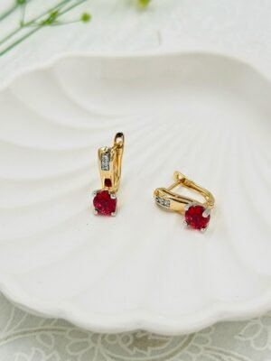Classic Ruby Red Crystal Hoop Earrings – Elegant Everyday Bali Jewelry