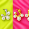Pearl Cluster Hoop Earrings – Gold & Silver Variants