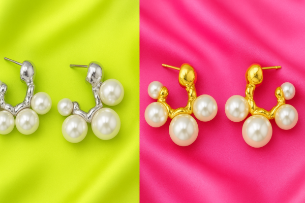 Pearl Cluster Hoop Earrings – Gold & Silver Variants