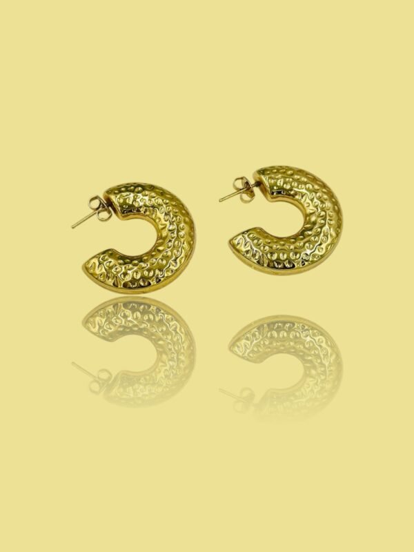 Chunky Textured Gold Hoop Earrings – Stainless Steel, Anti-Tarnish, Premium