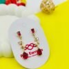 Crimson Vine Drop Earrings – Red Crystal, Pearl & 18K Gold-Tone Polish Finish (Premium Statement)