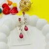 Crimson Vine Drop Earrings – Red Crystal, Pearl & 18K Gold-Tone Polish Finish (Premium Statement)