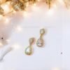 Clear Crystal Teardrop Elegance Earrings – Dual Pear-Cut Stones in 18k Golden-Tone (Statement)