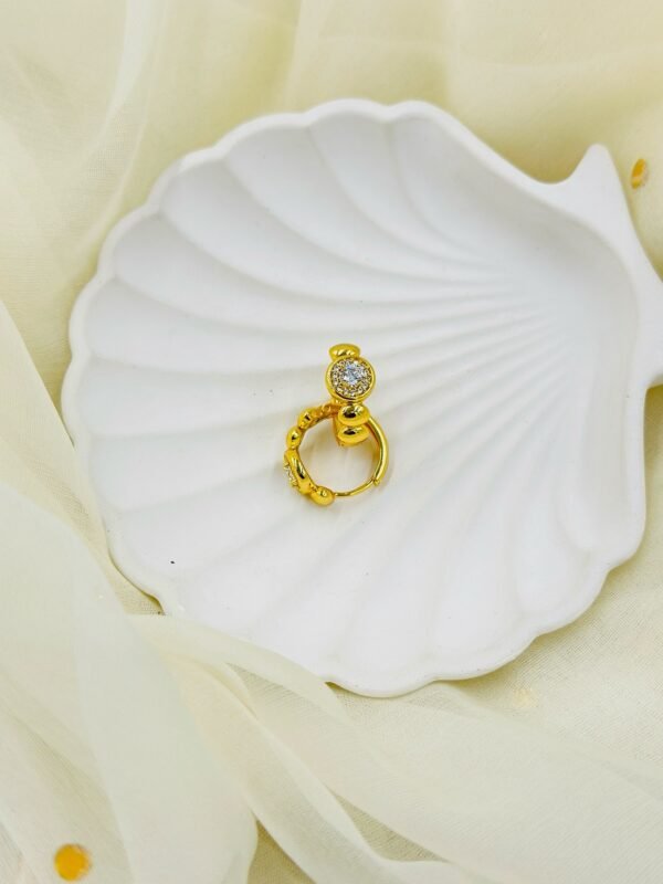 Gold Plated Mini Bali Style Hoop Earrings with CZ Center – Anti-Tarnish