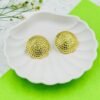 Textured Dome Stud Earrings – Stainless Steel, Anti-Tarnish Gold Finish
