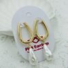 Gold Drop Hoop Earrings with Baroque Pearl