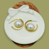 Elegant Gold-Tone Hoop Earrings with White Pearl