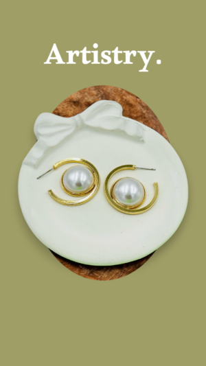 Elegant Gold-Tone Hoop Earrings with White Pearl