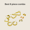 Elegant 6-Pair Gold Tone Hoop & Stud Earrings Combo Set for Women & Girls