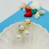 Elegance Drop Pearl Earrings – Dual Pearl & Crystal Gold Dangle Studs