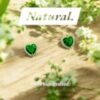 Emerald Bliss Heart Stud Earrings – Green Crystal with Silver Halo - 18K Golden-Tone