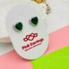 Emerald Bliss Heart Stud Earrings – Green Crystal with Silver Halo - 18K Golden-Tone
