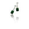 Emerald Luxe Geometric Drop Earrings – Green Stone with Diamond Accents (18K Gold-Tone Polish) Premium Statement