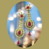 Royal Ruby Designer Long Drop Earrings – Gold Plated & CZ Embellished