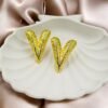Textured V-Shape Anti-Tarnish Steel Stud Earrings - Premium Collection