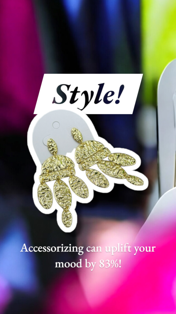 Hammered Gold Chandelier Earrings –  Textured Stainless Steel Statement Jewelry