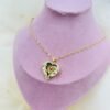 Gold Tone Plated Heart Pendant with Floral Crystal Detail Necklace