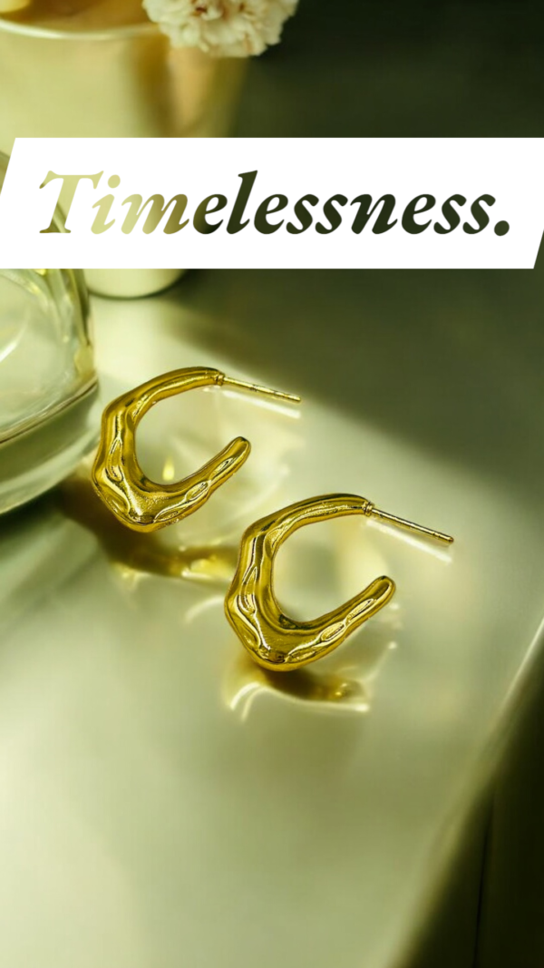 Anti-Tarnish Wavy Gold Stainless Steel Hoop Earrings – Modern Minimal