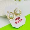 Elegant Gold-Tone Hoop Earrings with White Pearl