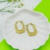 Geometric Rectangular Gold Hoop Earrings – Stainless Steel, Anti-Tarnish
