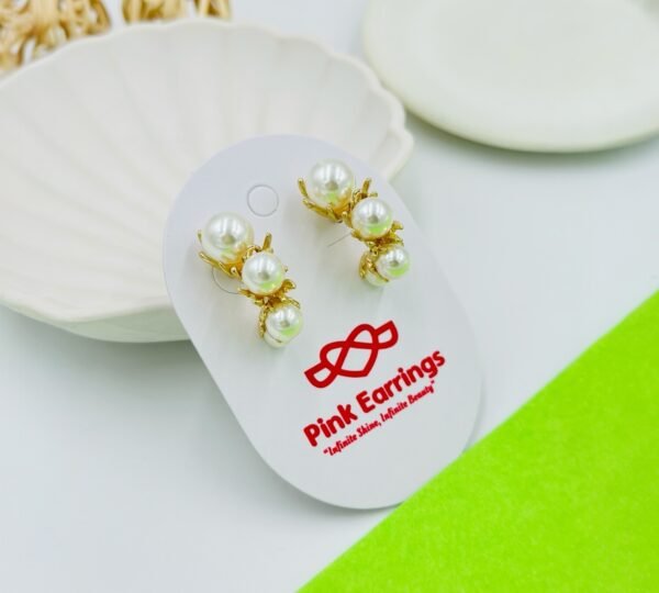 Gilded Garden Pearl Climber Earrings – Gold Floral Vines with Pearl Accents