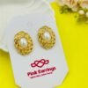 Gilded Woven Oval Studs – Vintage Gold Frame with Pearl Centerpiece